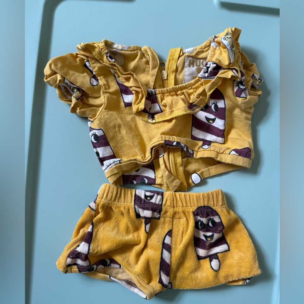 Hugo Loves Tiki Adorable Mustard Popsicle Print Diaper Cover Set